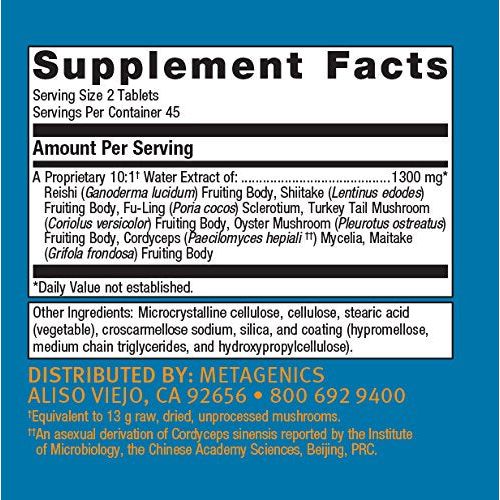 Metagenics - Mycotaki, 90 Count - Supplement Facts panel