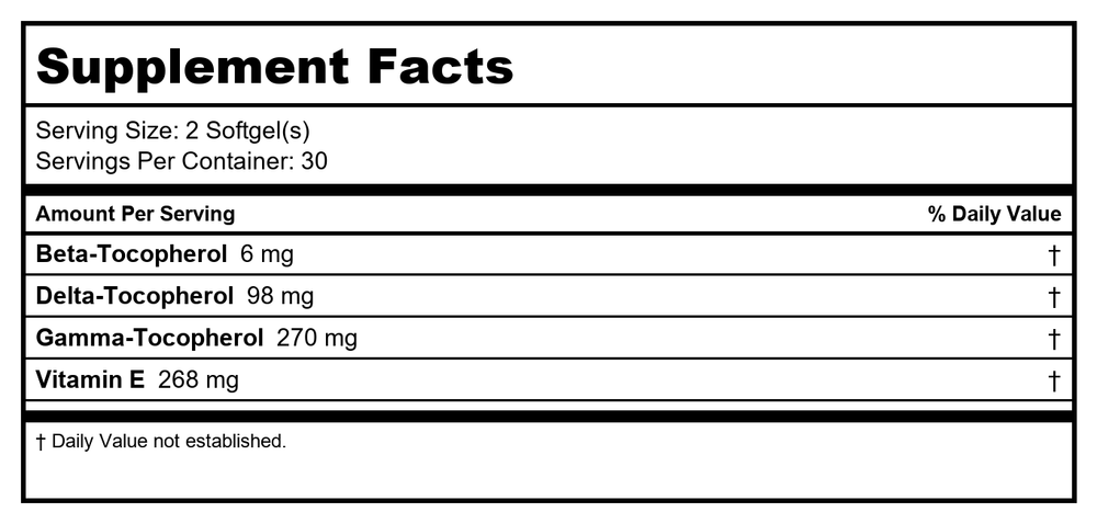Metagenics - E Complex-1:1 60 Gel - Supplement Facts panel
