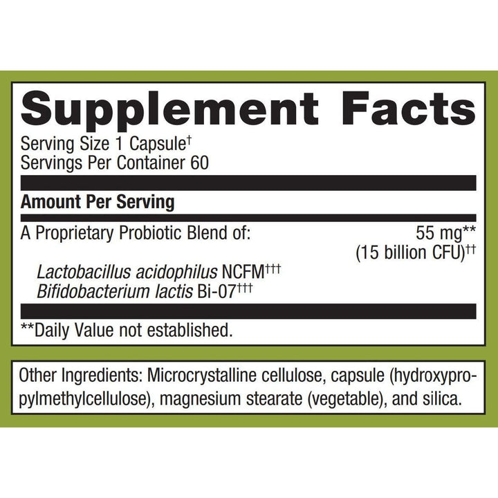 Metagenics UltraFlora Balance -- 60 Count - Supplement Facts panel