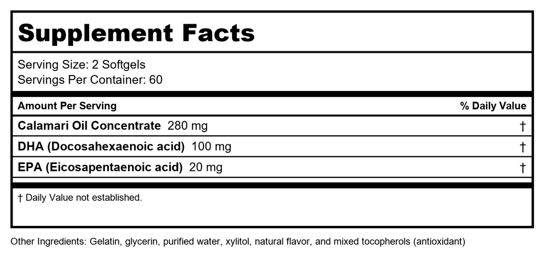 Metagenics MetaKids? DHA - Support for Healthy Brain Function* | 120 Count - Supplement Facts panel