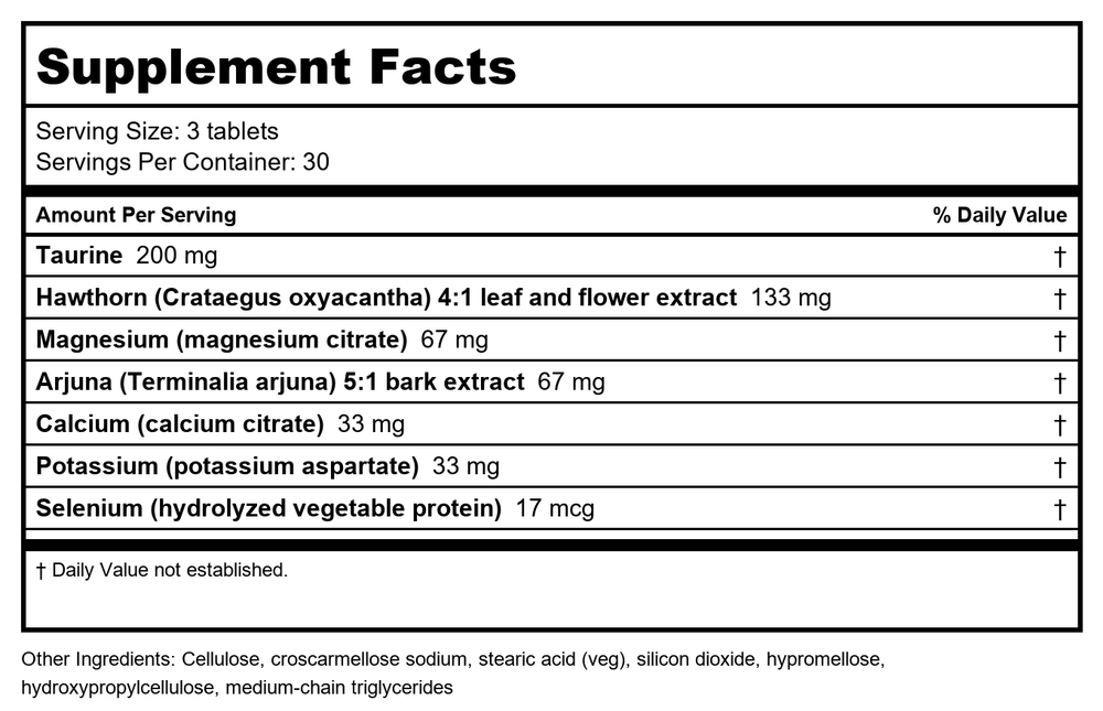 Metagenics Cardiogenics Intensive Care 90 tabs (CARIC) - Supplement Facts panel