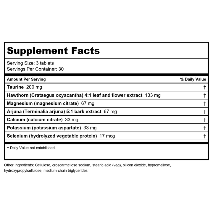 Metagenics Cardiogenics Intensive Care 90 tabs (CARIC) - Supplement Facts panel