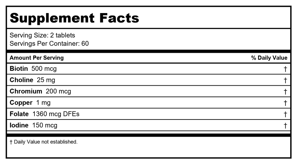 Metagenics - PhytoMulti without Iron 120 Tablets- - Supplement Facts panel