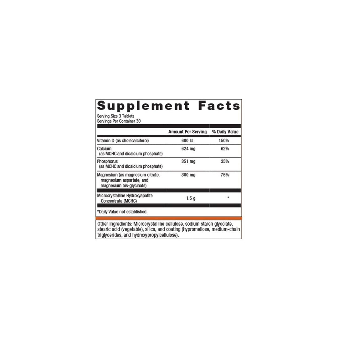 Metagenics Bone Builder with Magnesium 90 Tablets- 30 Servings - Supplement Facts panel