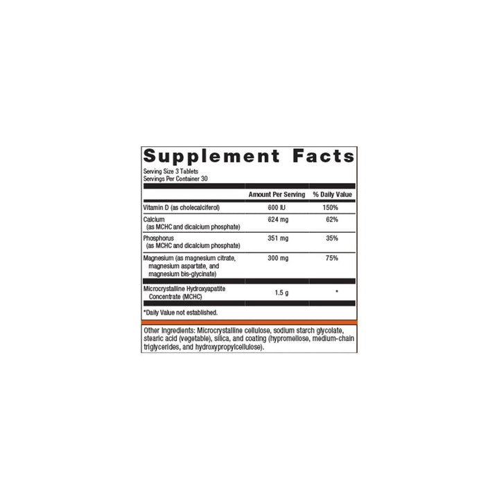 Metagenics Bone Builder with Magnesium 90 Tablets- 30 Servings - Supplement Facts panel
