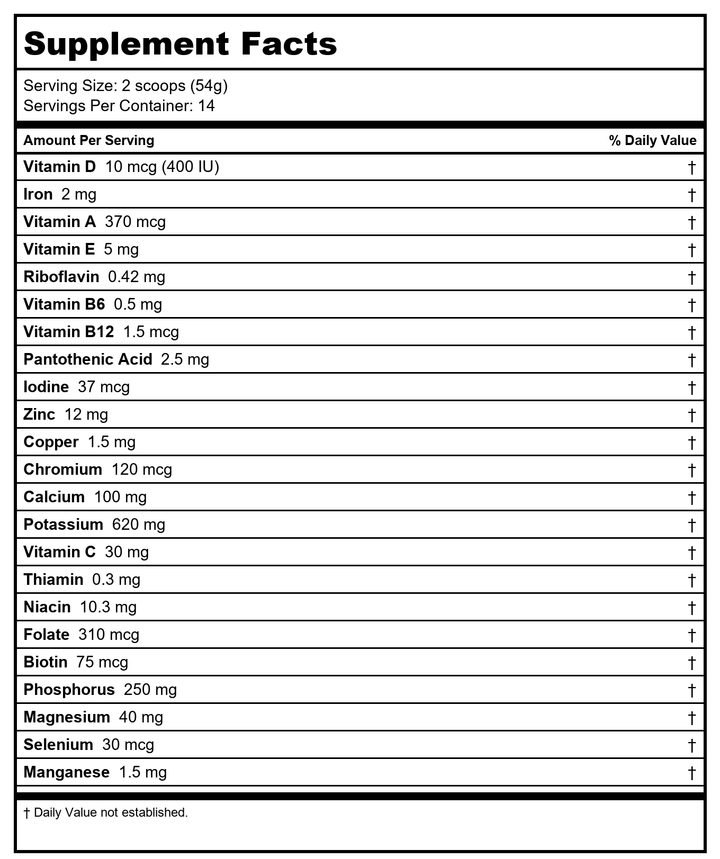 Metagenics Ketogenic Shake - Chocolate, 14 Servings - Supplement Facts panel