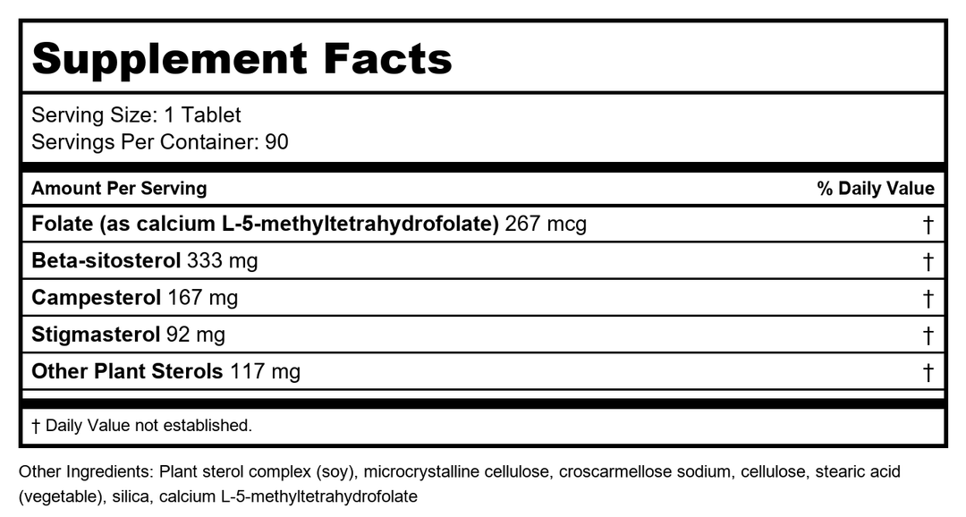 Metagenics Meta-Sitosterol 2.0 with Beta-sitosterol 90 Tabs - TwinPak - Supplement Facts panel