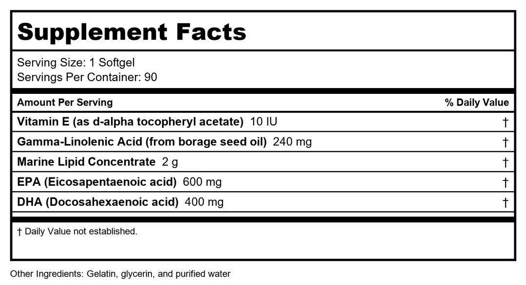 Metagenics - OmegaGenics GLA 240, 90 Count - Supplement Facts panel