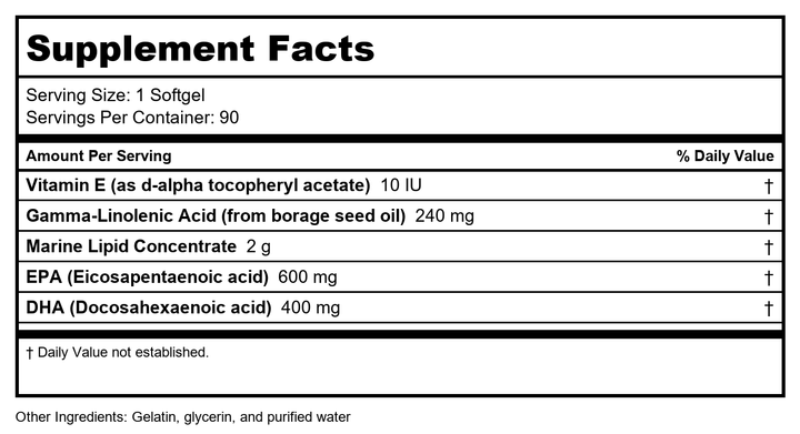 Metagenics - OmegaGenics GLA 240, 90 Count - Supplement Facts panel