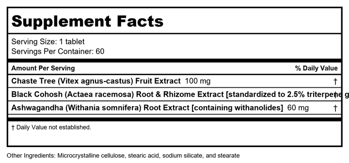 Metagenics - Chasteberry Plus 60T [Health and Beauty] - Supplement Facts panel