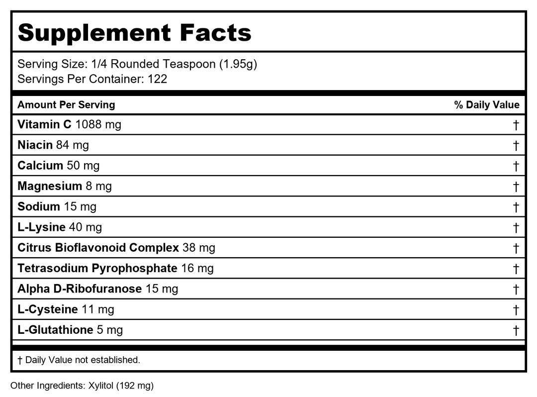 Metagenics - Ultra Potent-C Powder (122 svgs) [Health and Beauty] - Supplement Facts panel