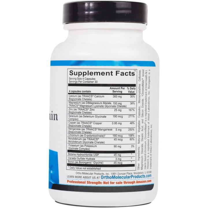 Ortho Molecular Reacted Multimin - 120 Capsules - Supplement Facts panel