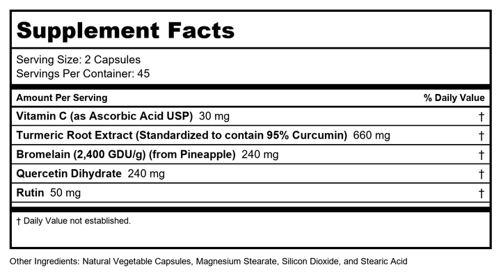 Ortho Molecular - Traumeric - 90 Capsules - Supplement Facts panel