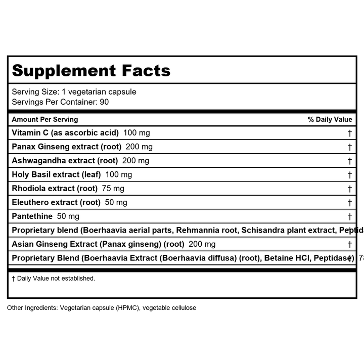 Apex Energetics - Adaptocrine (K-2) 90 Capsules (2 Pack) - Supplement Facts panel