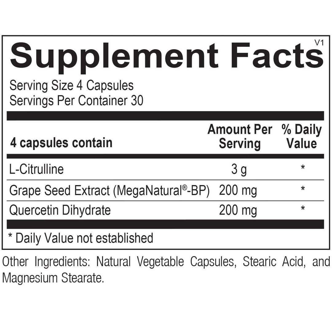 Ortho Molecular Products Citranox Capsules, 120 Count - Supplement Facts panel