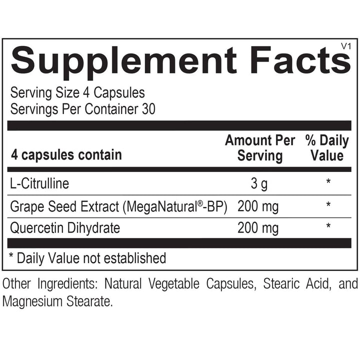 Ortho Molecular Products Citranox Capsules, 120 Count - Supplement Facts panel