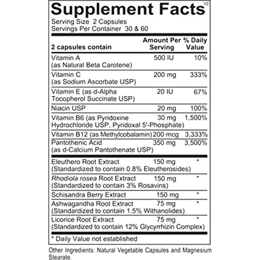 Ortho Molecular Products Adapten-All Capsules, 60 Count - Supplement Facts panel