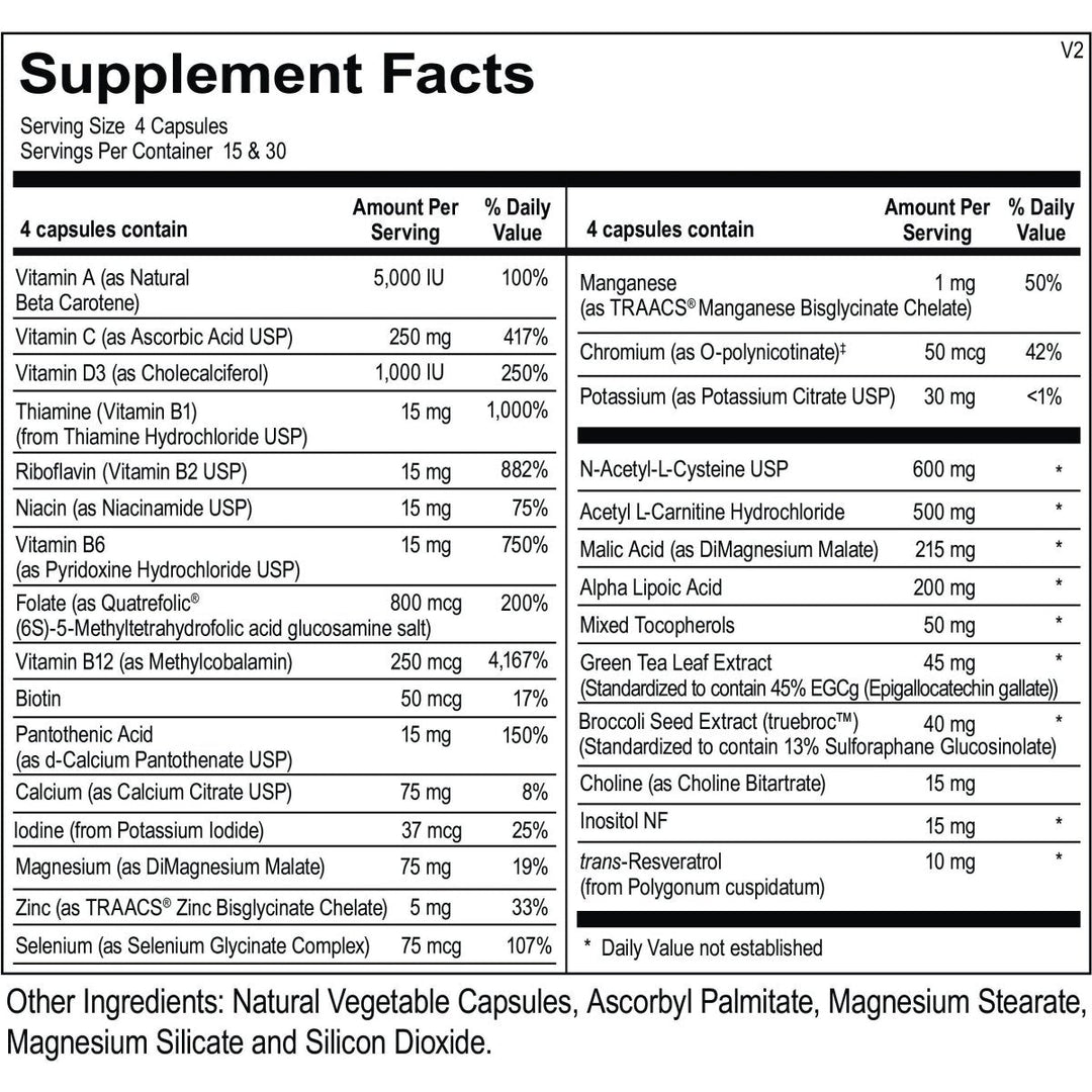 Ortho Molecular Products, Mitocore, 120 Capsules - Supplement Facts panel