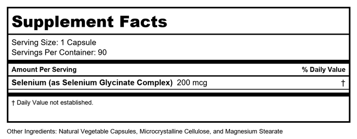 Ortho Molecular Products - Reacted Selenium - 90 Capsules - Supplement Facts panel