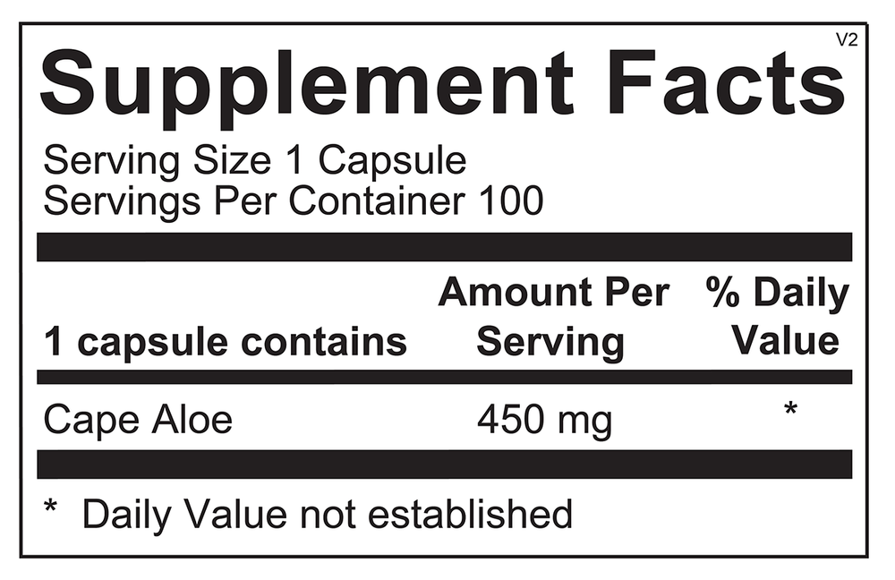Ortho Molecular - Super Aloe 450 - 100 Capsules - Supplement Facts panel