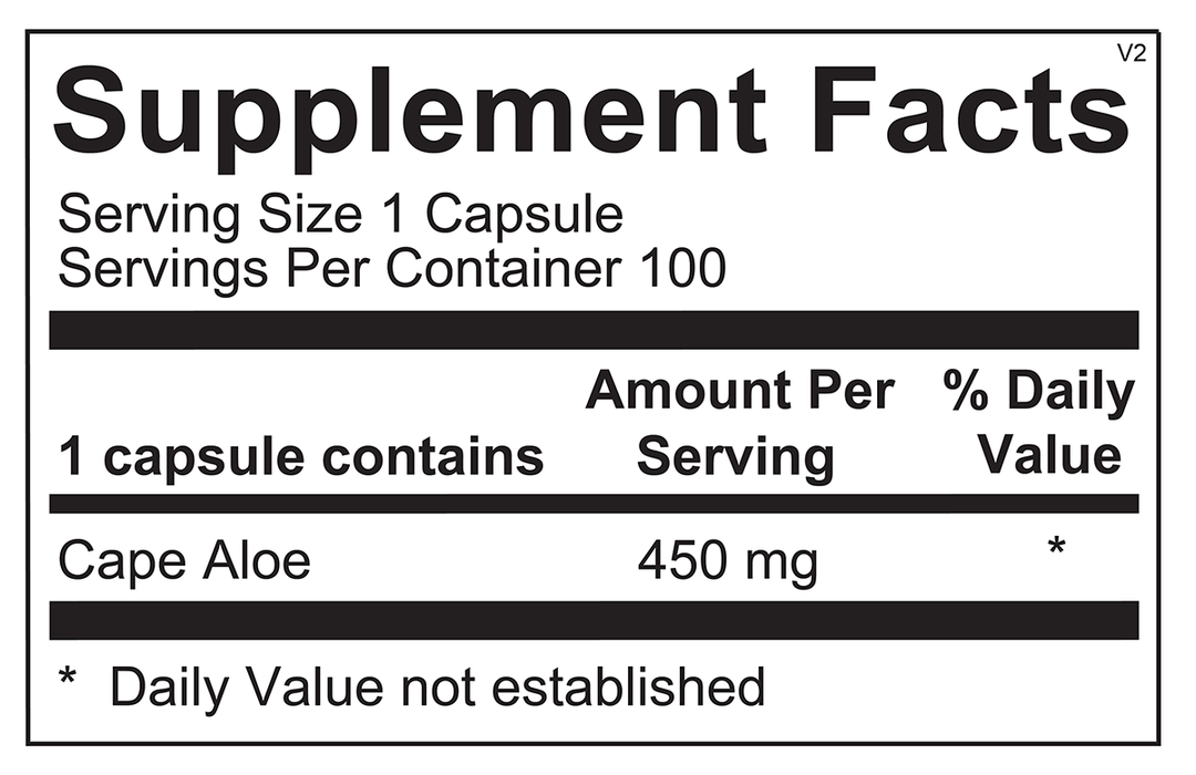 Ortho Molecular - Super Aloe 450 - 100 Capsules - Supplement Facts panel