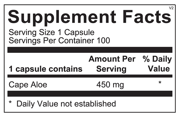 Ortho Molecular - Super Aloe 450 - 100 Capsules - Supplement Facts panel