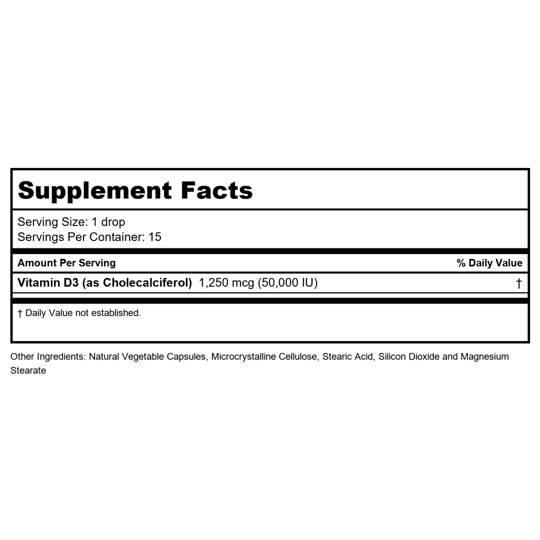 Ortho Molecular - Liquid Vitamin D3 with K2 - 1 OZ Liquid - Supplement Facts panel