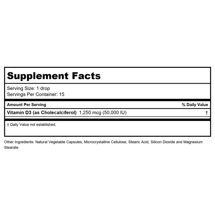 Ortho Molecular - Liquid Vitamin D3 with K2 - 1 OZ Liquid - Supplement Facts panel