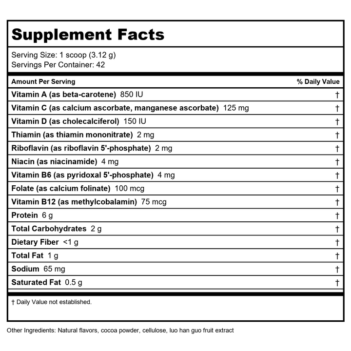 Apex Energetics ClearVite-ChC (K111) 1.21 lbs powder - Supplement Facts panel
