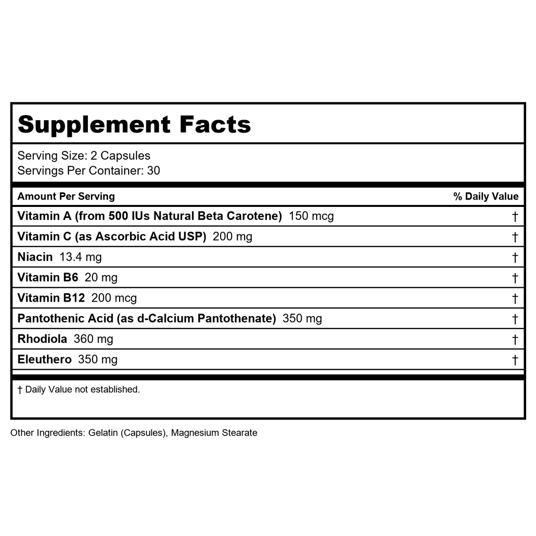 Ortho Molecular Adren-All 60ct - Supplement Facts panel