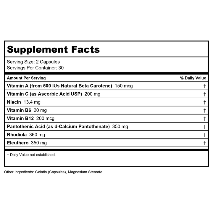 Ortho Molecular Adren-All 60ct - Supplement Facts panel