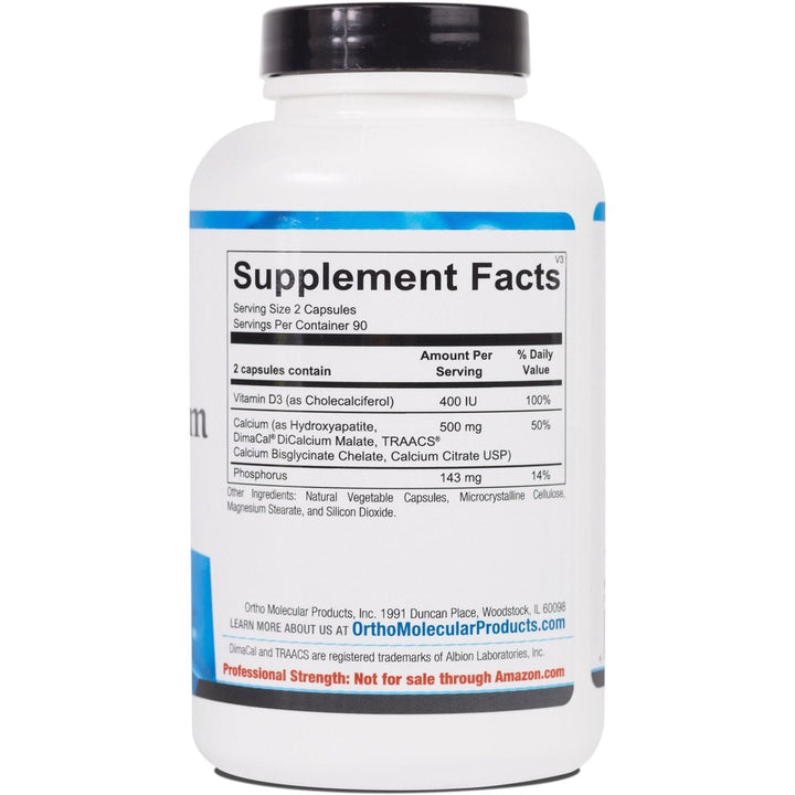 Ortho Molecular - Reacted Calcium - 180 Capsules - Supplement Facts panel