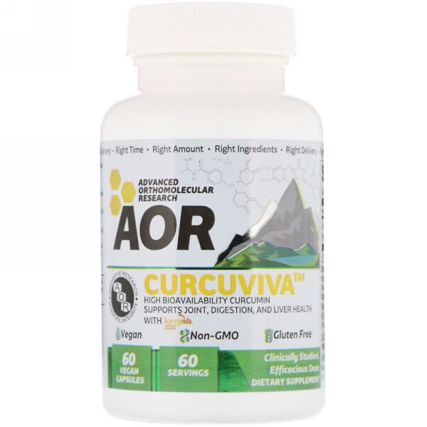 Advanced Orthomolecular Research AOR, CurcuViva, Curcumin, 80 mg, 60 Veggie Caps by Advanced Orthomolecular Research AOR - Supplement Facts panel