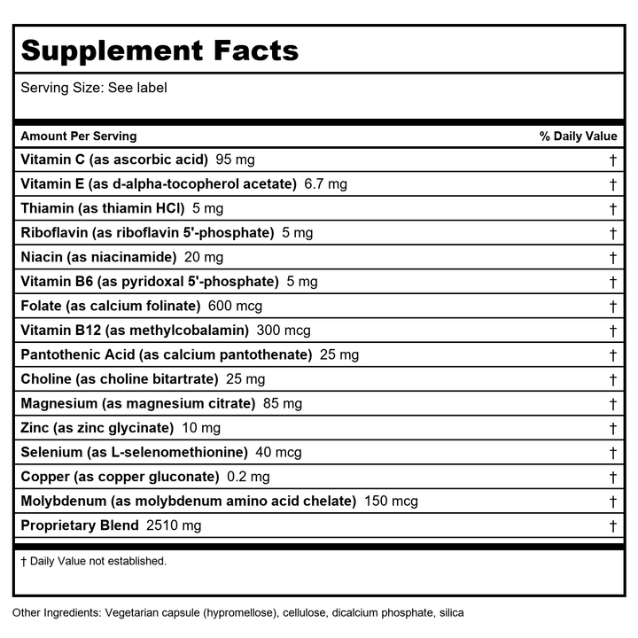 HemeVite (K-26) by Apex Energetics - Supplement Facts panel