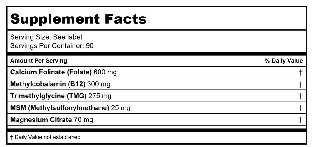 Apex Energetics - Methyl-SP (K-14) - 90 Capsules - Supplement Facts panel
