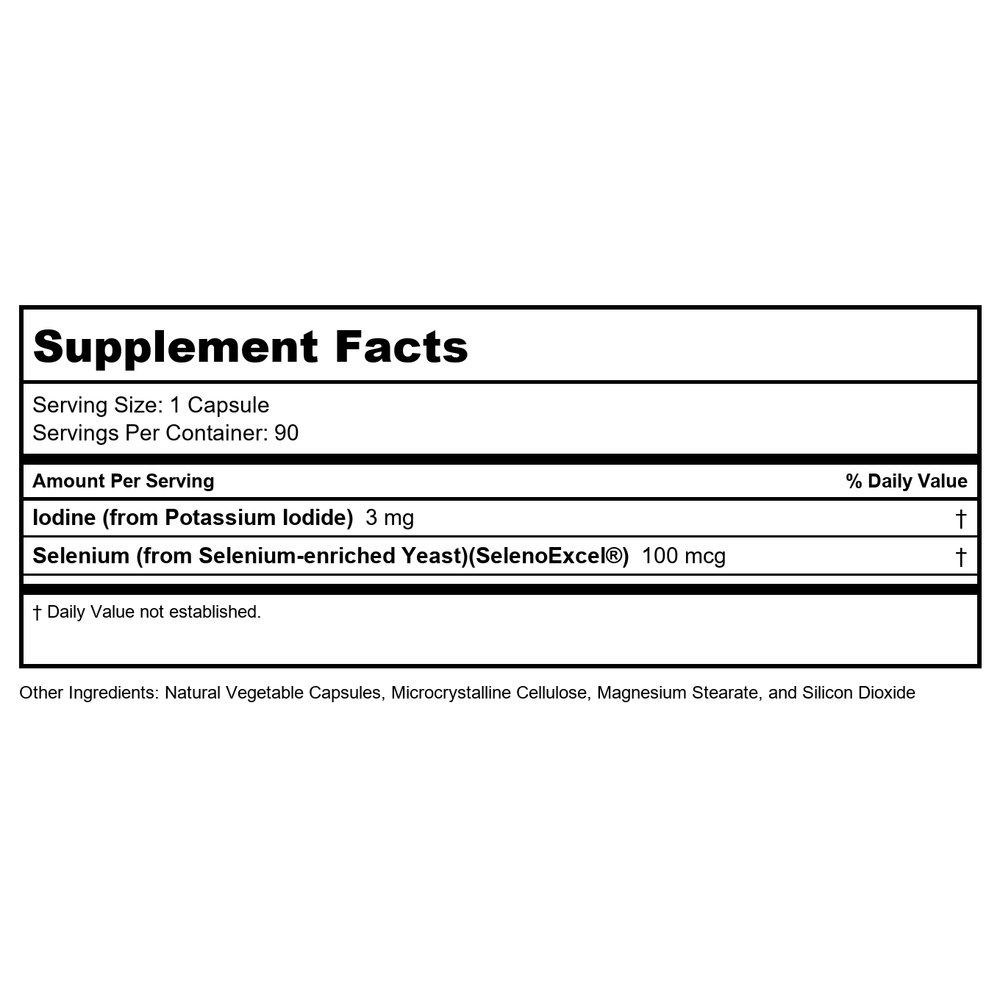 Ortho Molecular Products - Seleno-Iodide 90 Capsules - Supplement Facts panel