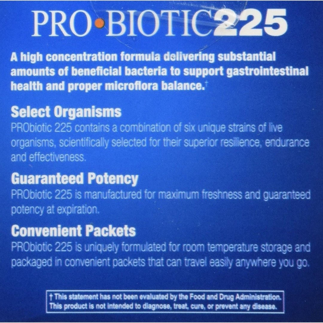 Ortho Molecular Products - PRObiotic 225 - 15-3 Gr Packets - Supplement Facts panel
