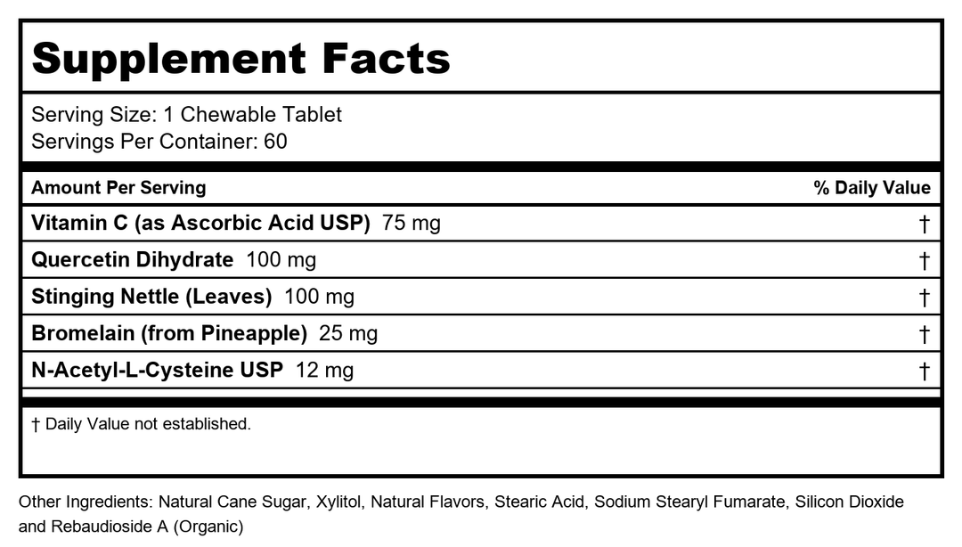 Ortho Molecular Natural D Hist 40 caps - Supplement Facts panel
