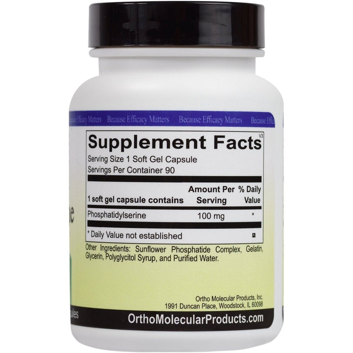 Ortho Molecular - Phosphatidylserine - 90 Softgels - Supplement Facts panel