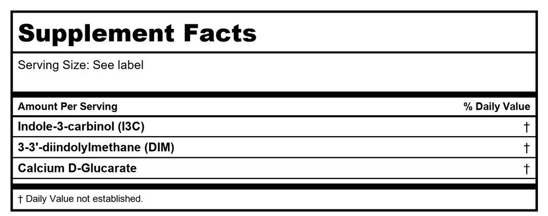 Ortho Molecular CDG EstroDIM 60 Capsules - Supplement Facts panel