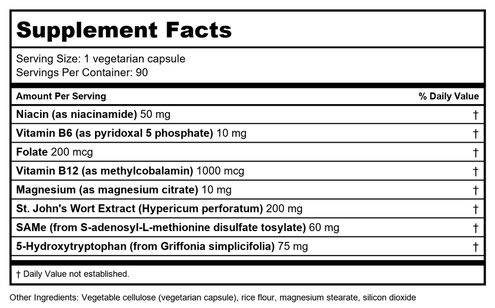 Apex Energetics - Serotone Active (K-38) 90 Capsules - Supplement Facts panel