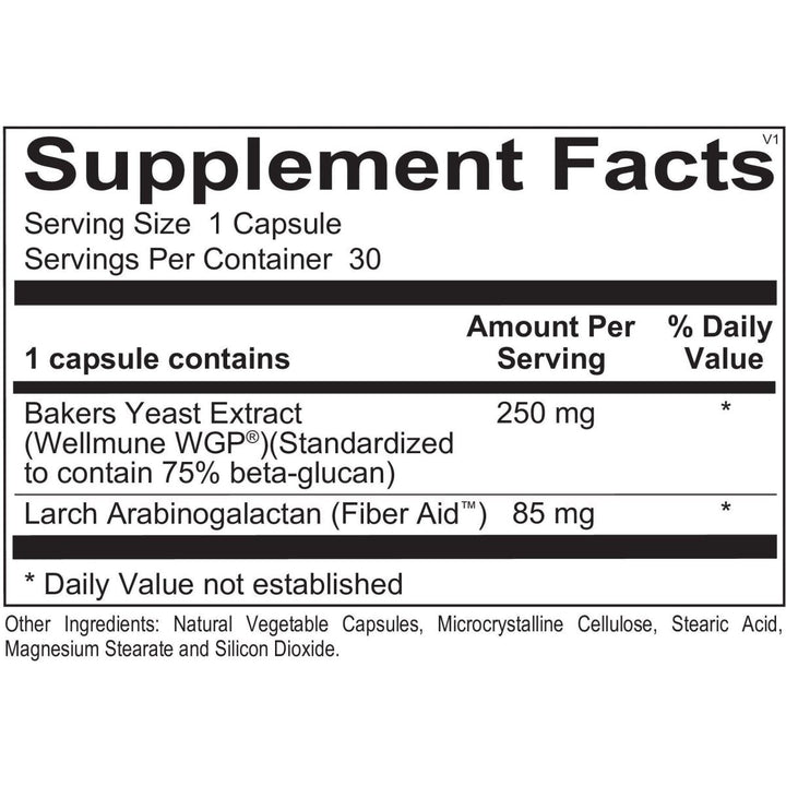 Ortho Molecular - WholeMune - 30 Capsules - Supplement Facts panel