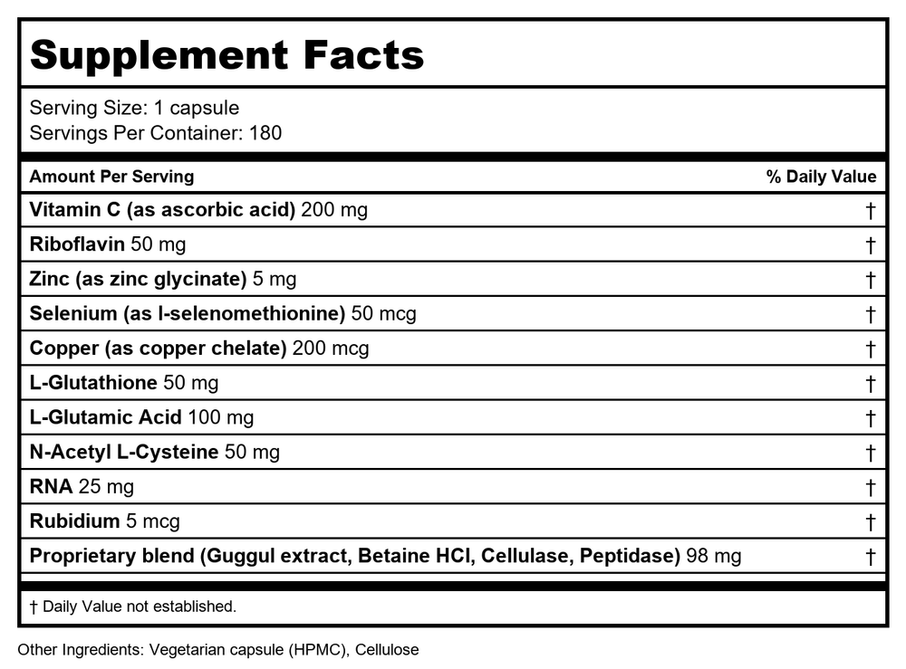 Apex Energetics - Thyro-CNV (K-09) 90 Capsules - Supplement Facts panel