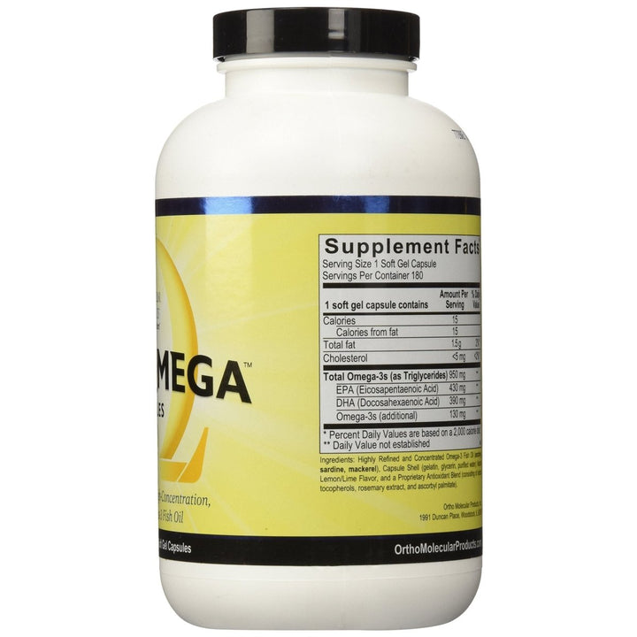 Ortho Molecular - Orthomega 820-180 Soft Gel Capsules - Supplement Facts panel