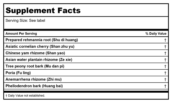 Kan Herbals Temper Fire 120 Tablets - Supplement Facts panel