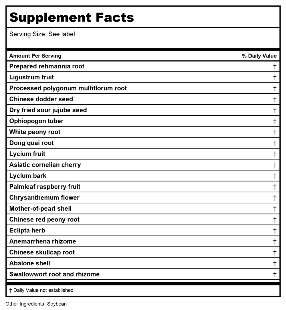 Kan Herb Traditionals Female Comfort 60 Tablets - Supplement Facts panel