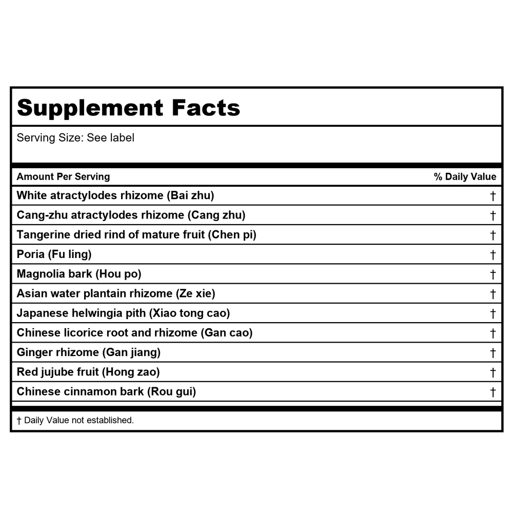 Kan Herb Essentials Spleen Support Formula 120 Tablets - Supplement Facts panel