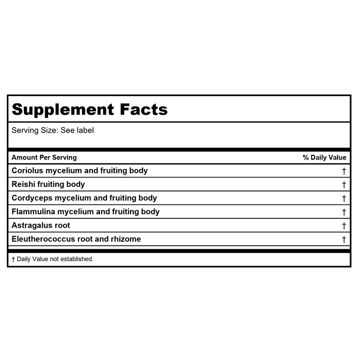 Kan Herb MycoHerb Fu Zheng Support Formula 8 Ounce - Supplement Facts panel