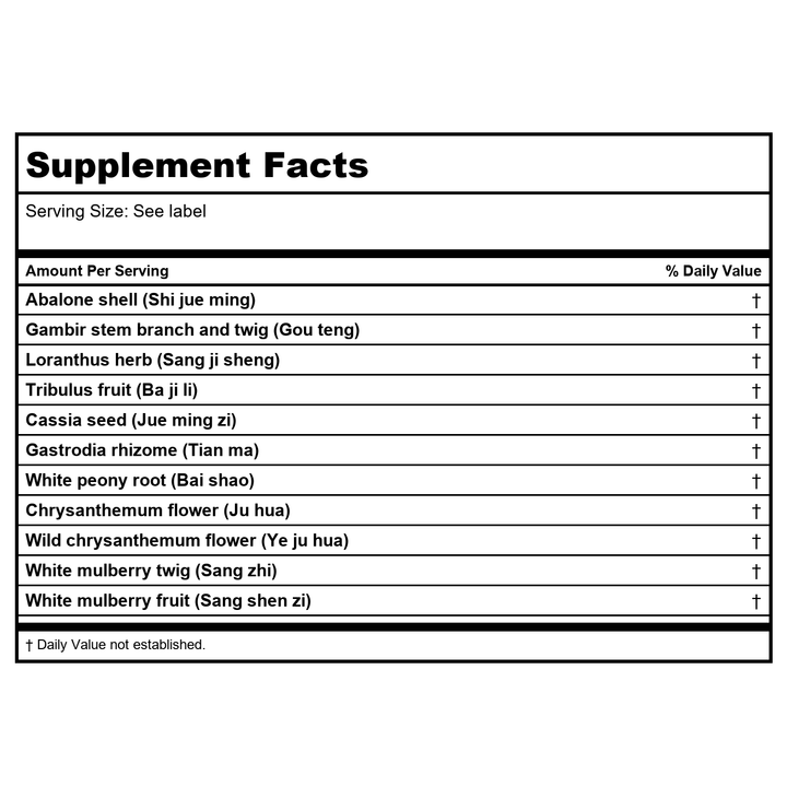 Kan Herb Chinese Modular Solutions Purge Internal Wind 1 Ounce - Supplement Facts panel