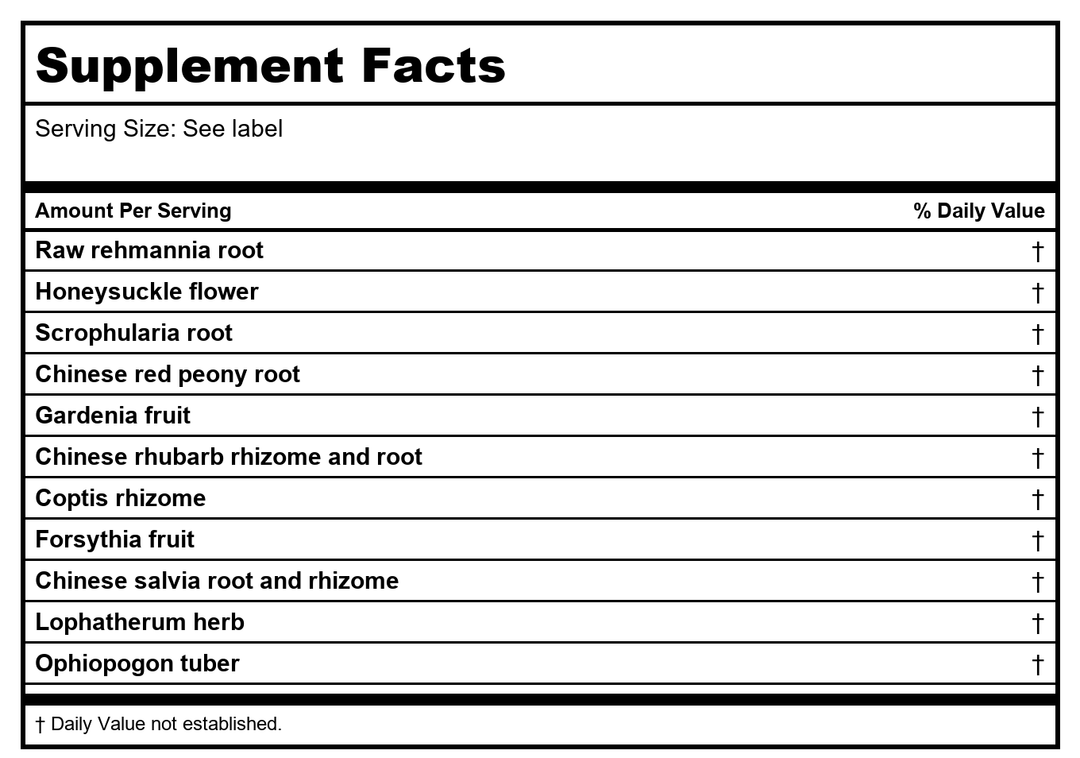Kan Herb Essentials Cool the Blood 120 Tablets - Supplement Facts panel